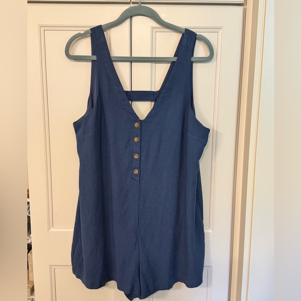 American Eagle button up linen blend romper